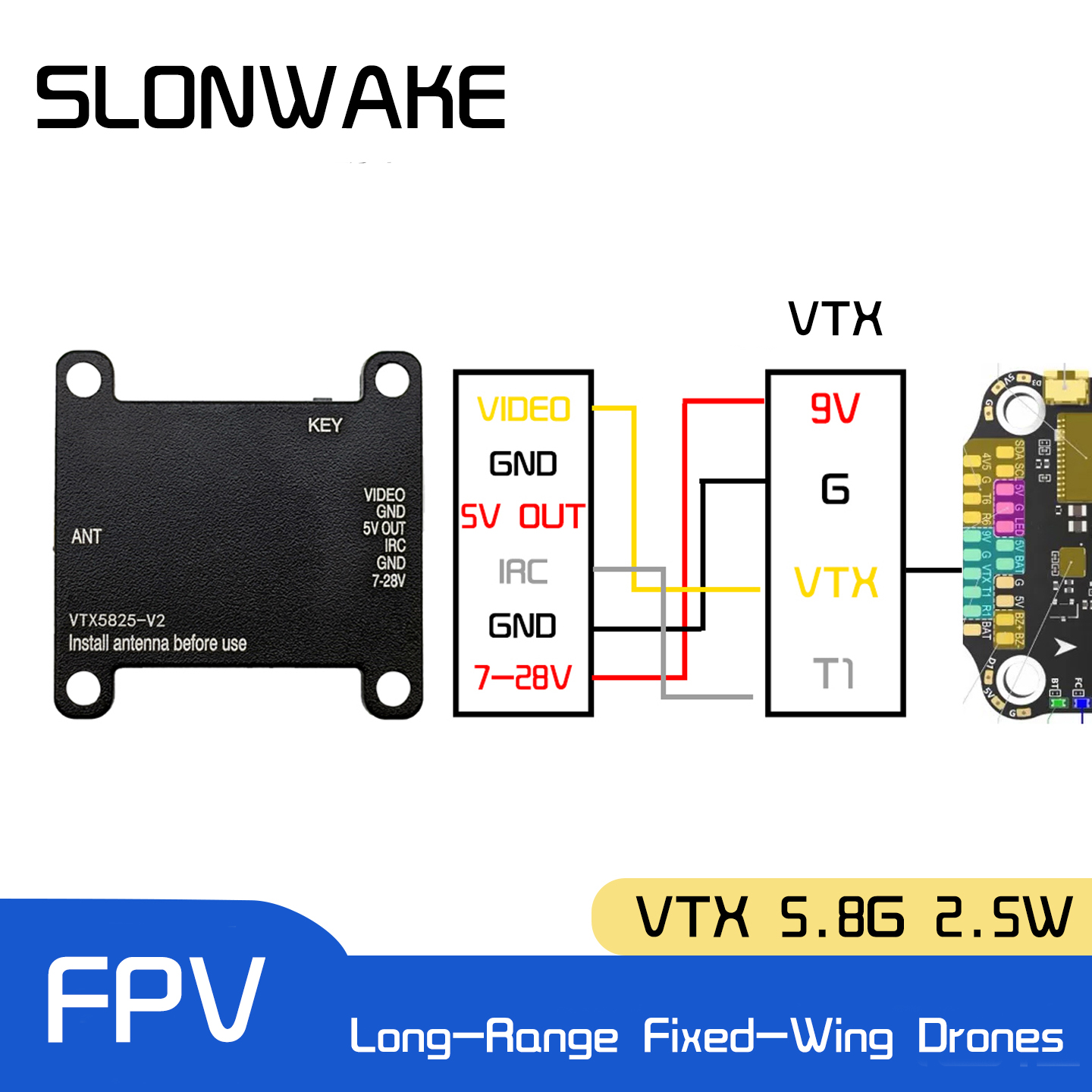SLONWAKE 5.8G 48CH FPV Transmi - Drone Racing Transmitter ulasan dan harga