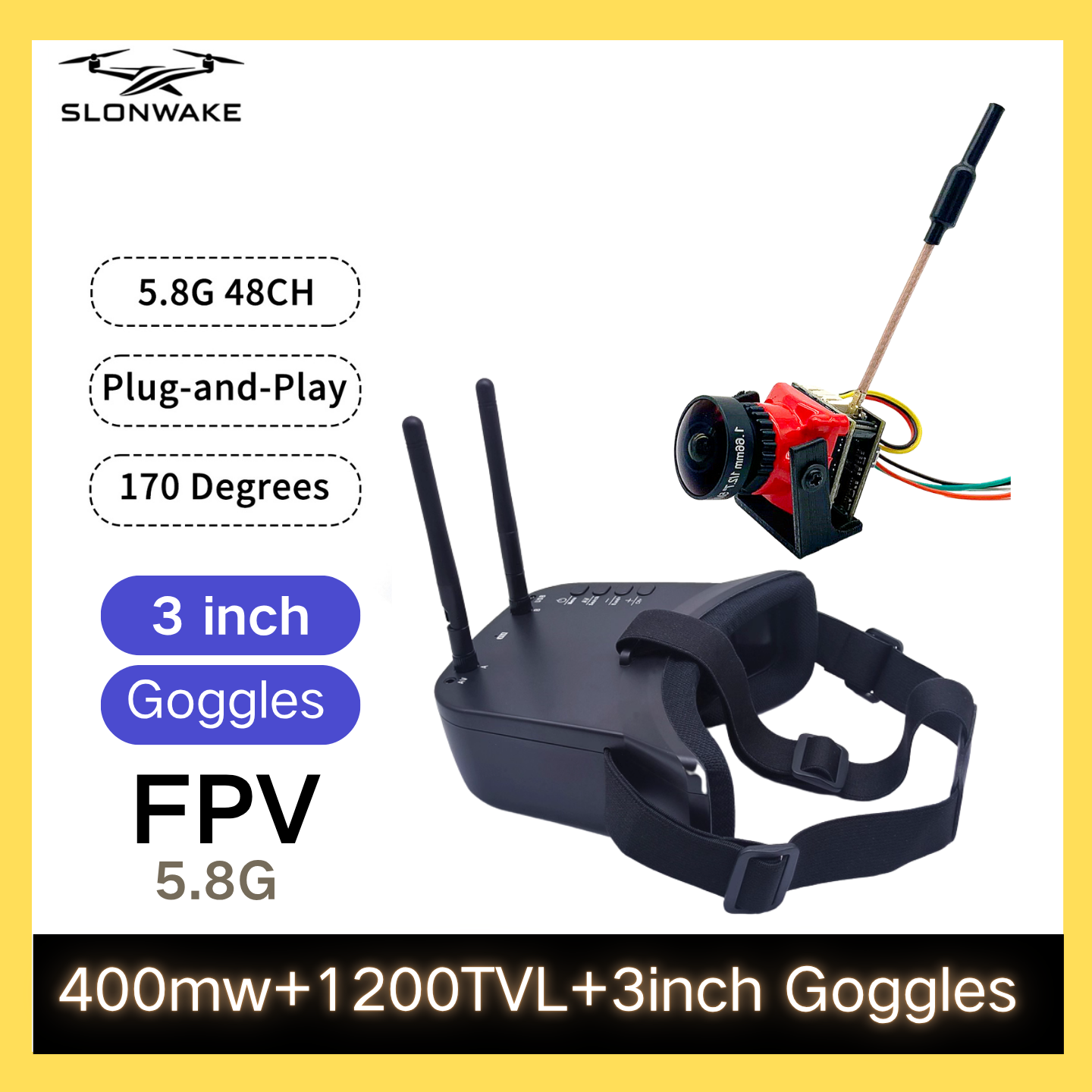 SLONWAKE 5.8G 48CH FPV 400mw V - Drone Racing Camera ulasan dan harga