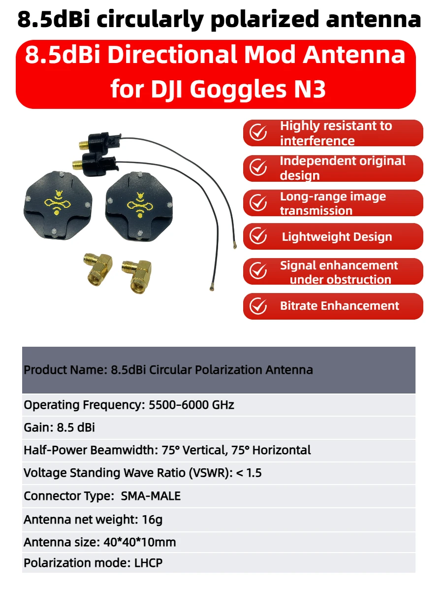 8.5dBi LHCP FPV Patch Antenna  - Drone Racing Goggles ulasan dan harga